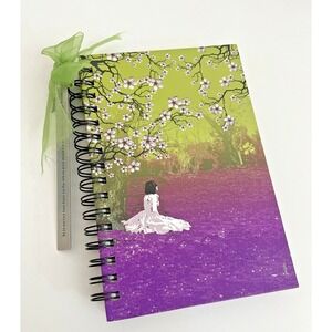 WIRE-O JOURNAL -CHERRY BLOSSOMS- 9"x6" ( BLACK WIRE-O ) By Piccadilly w/Bookmark